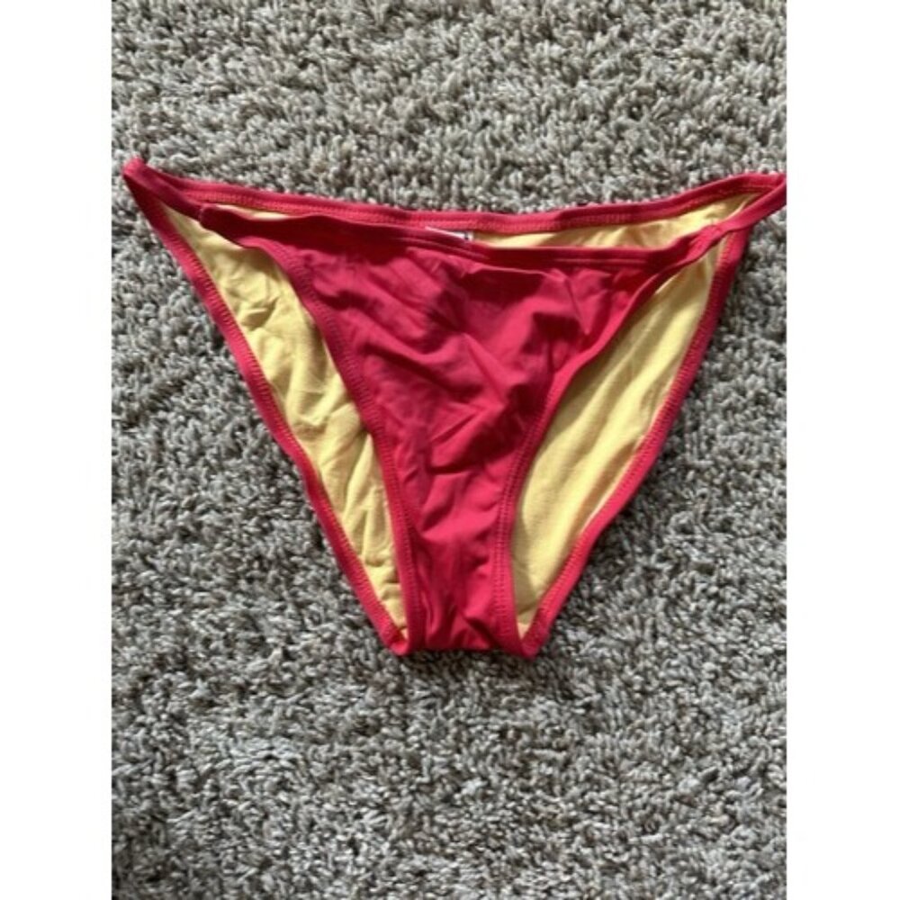 Seven7 Womens Swim Bikini Pull On Botton Logo on Back Size XS Orange/Redish